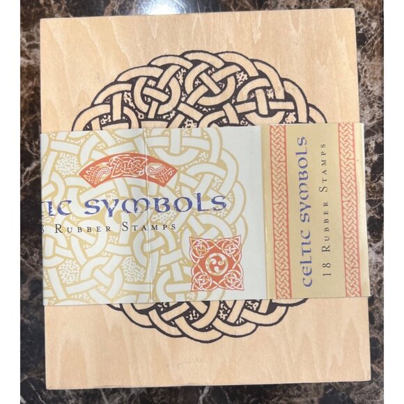 Celtic Symbols Rubber Stamp Set W/ Ink & Book By Chronicle Books Gretchen Scoble - Picture 1 of 6